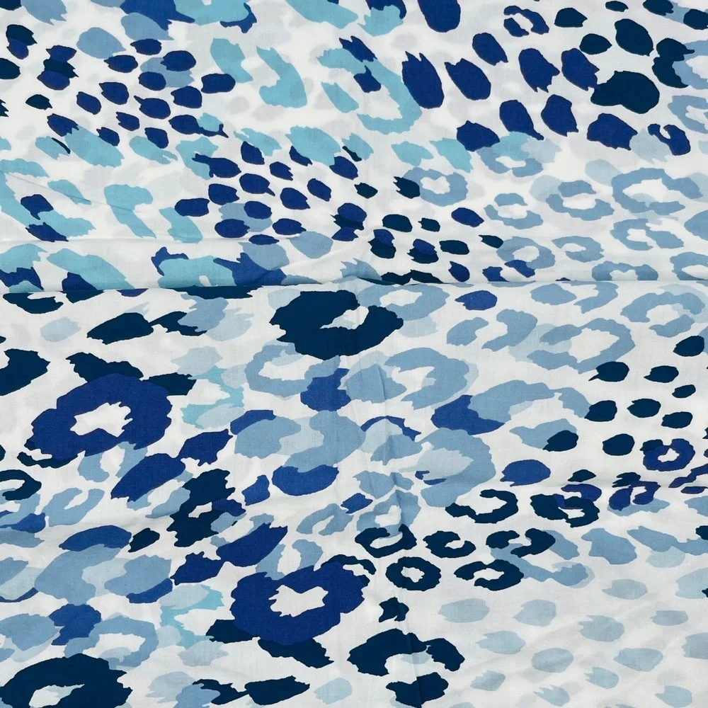 PBteen 2 Blue Leopard Animal Print Standard Pillowcase White Blue PB Teen